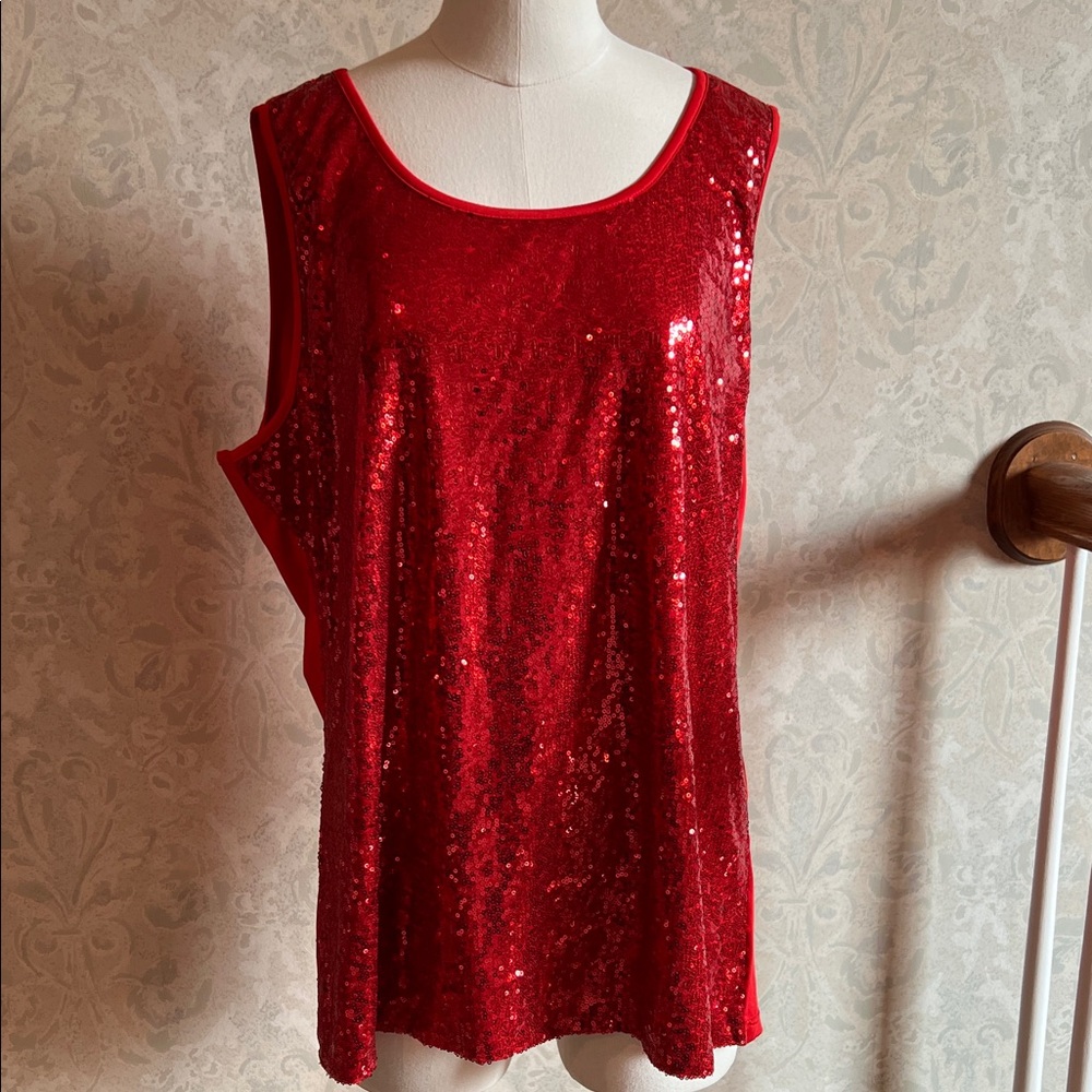 IN’Voland Red Sequin Sleeveless Top NWT Size 20W